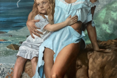 Woman and Child in Storm