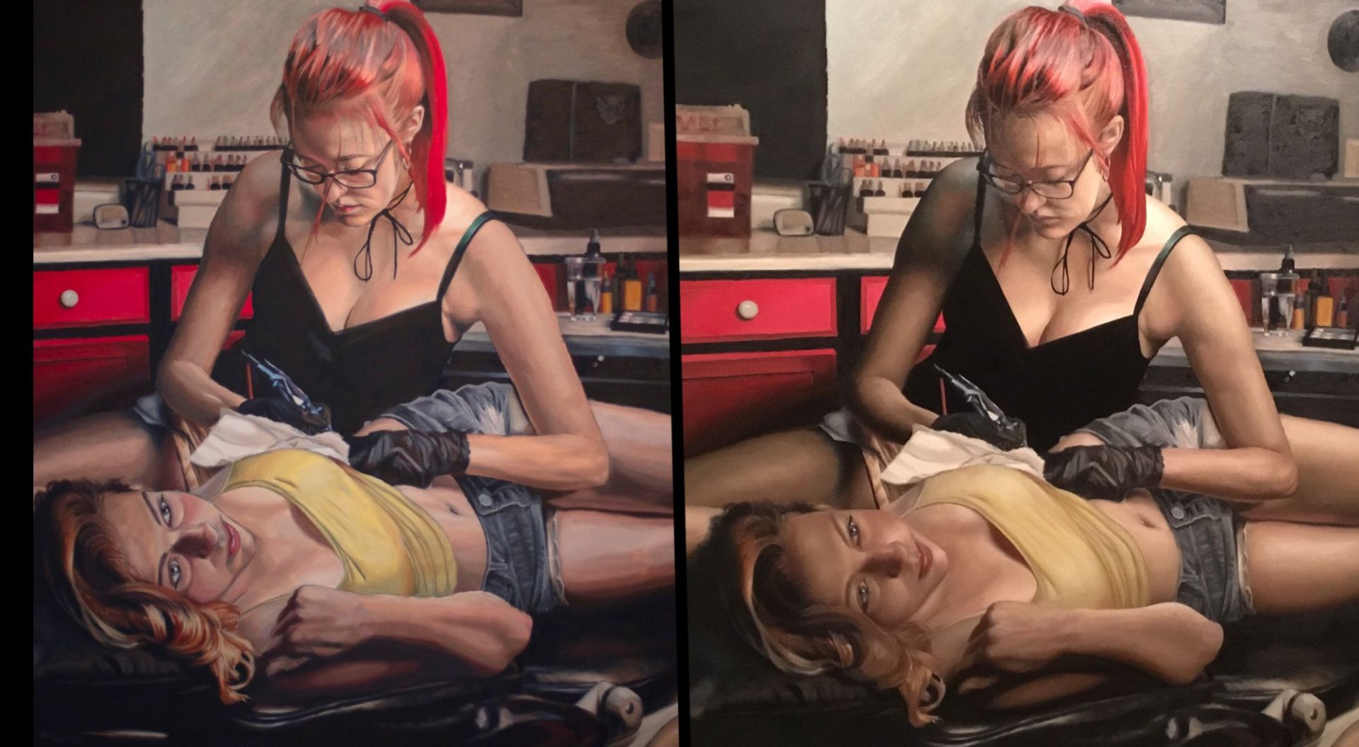 Tattoo Girls oil painting by Cody Deegan