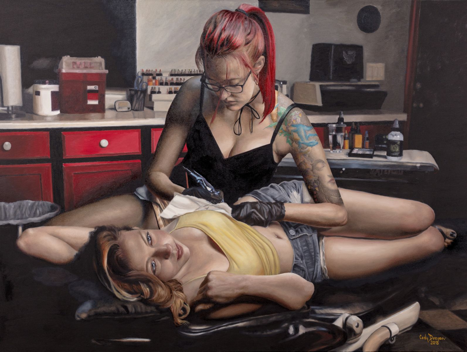 Tattoo Girls oil painting by Cody Deegan